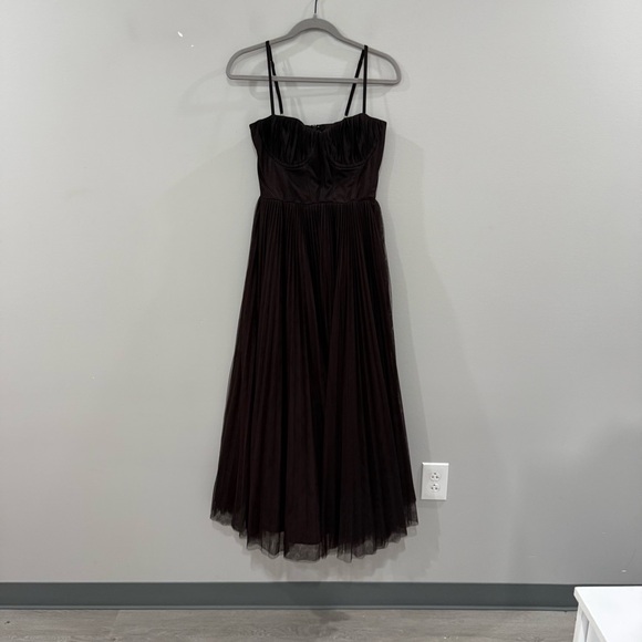 Anthropologie Hutch Dress Amara Tulle Bustier Midi in Chocolate Brown - Picture 6 of 9